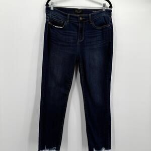 Judy Blue Jeans Womens 30 Dark Wash Relaxed‎ Fit Frayed Hem Ankle JB8227DK